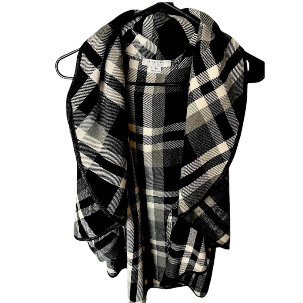 Favlux Plaid Draping Black & White Vest